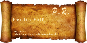 Paulics Rolf névjegykártya